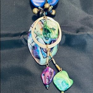 Abalone, Shell & Beaded Pendant Necklace